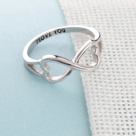 Sterling Silver Double Heart Eternity Ring - Picture 1 of 7